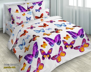 Двуспальное постельное белье с бабочками бязь БМТ002