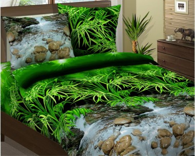Двуспальное постельное белье Водопад 3D бязь