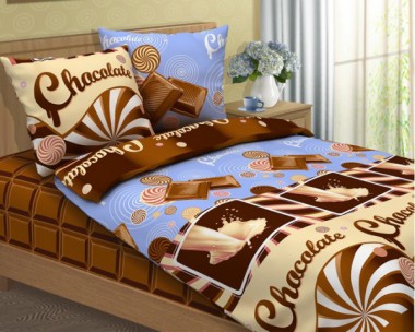 1.5-спальное постельное белье «Шоколад» бязь